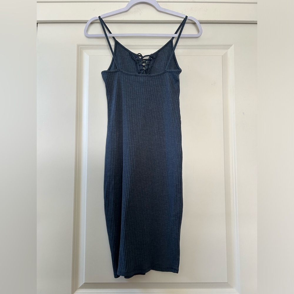 Topshop Blue Ribbed Bodycon Dress Size 8 - Picture 3 of 10
